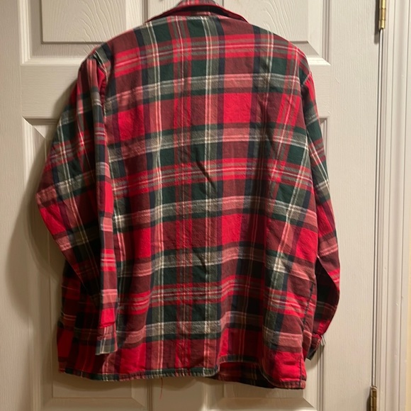 Courtney & Co large red green soft striped button down cotton flannel - Picture 5 of 5